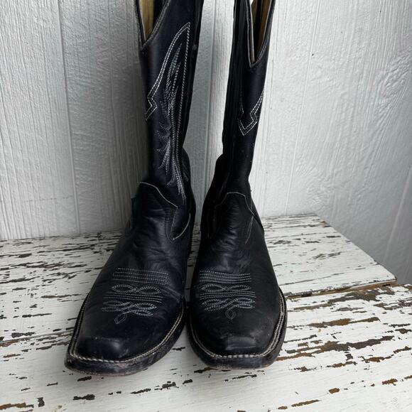 Dos Amigos Western Wear Black Pointed Toe Men's Boots Size 9 Mexico Leather - Picture 10 of 11